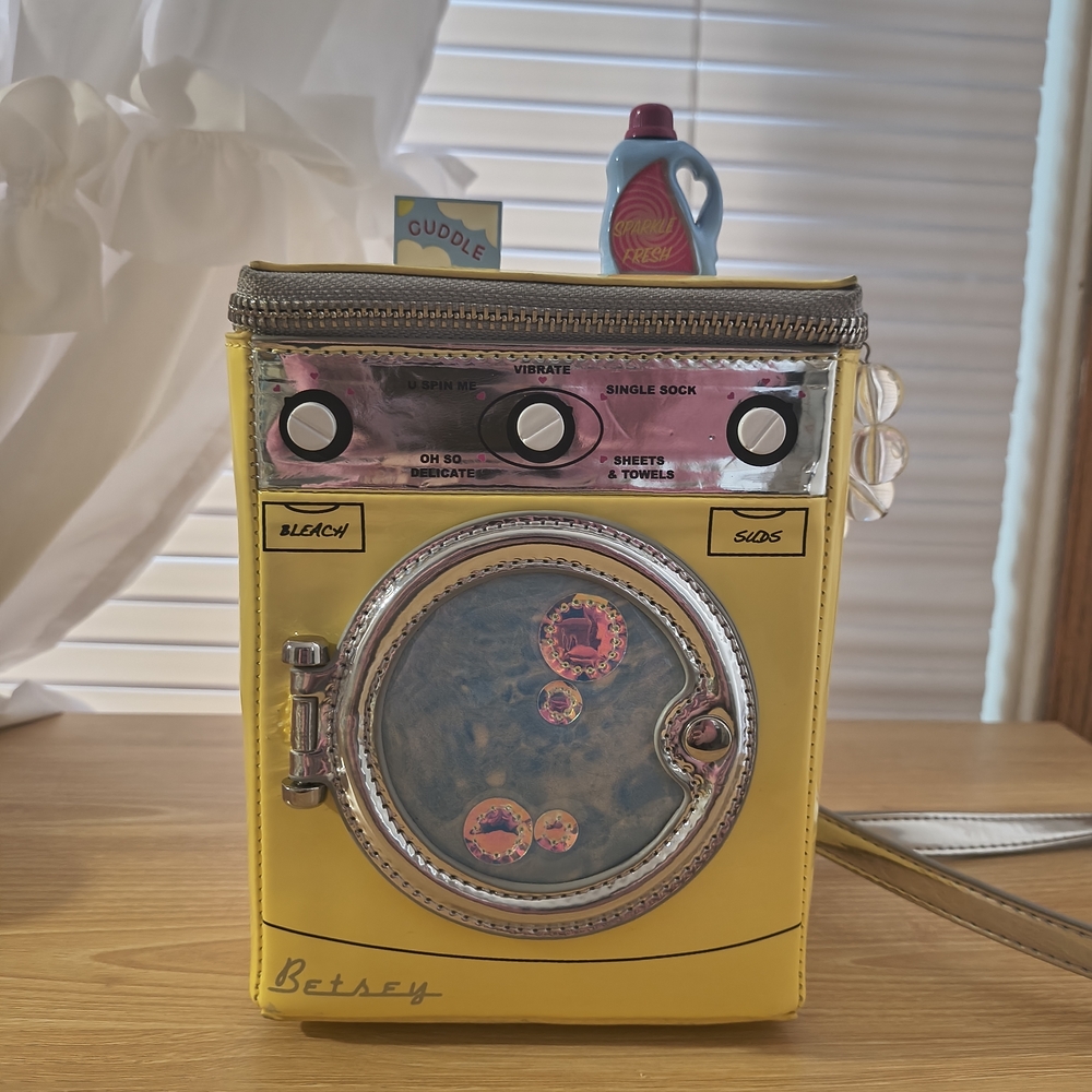 Betsey Johnson Yellow Washing Machine Crossbody Bag